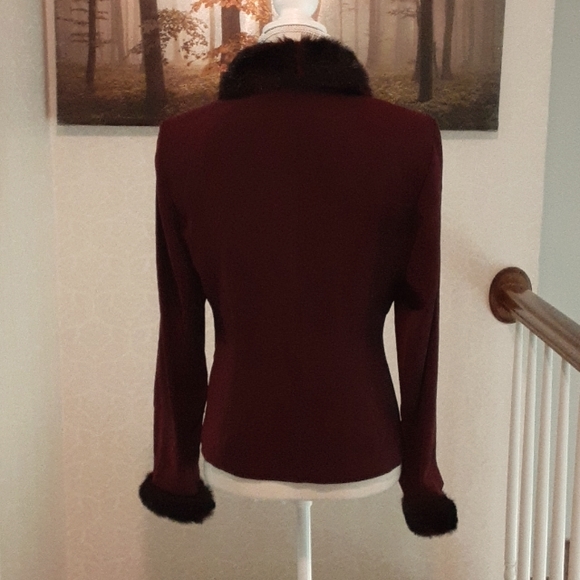 Lined Faux Fur and Decorative Buttons Wine Jacket (Plaza South) - Picture 2 of 13
